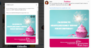 Creating a Fundraiser on Twitter and LinkedIn